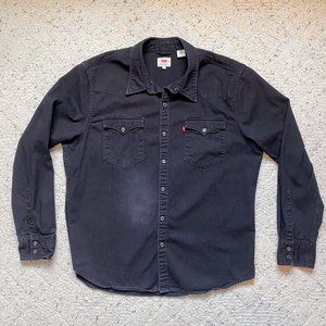 Levi's Premium Black Denim Western Shirt, Size XL